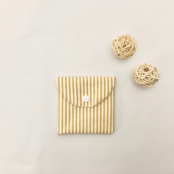 客製化選布 - 手作黃色條紋小衛生棉包 生日禮物 送禮
