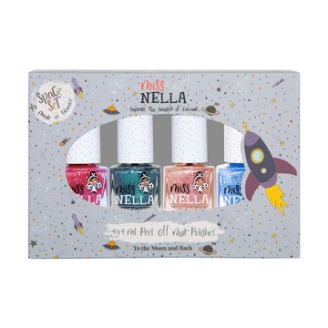 英國【Miss NELLA 】兒童水性可撕式安全指甲油-火箭行星4入組