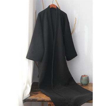 秋冬加長漢服長袍純色家居服睡袍睡衣中國風加厚中式禪服大碼古風