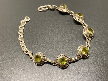 天然 橄欖石 手鍊 尼泊爾 手工製 925純銀