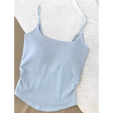 外穿帶胸墊修身美背上衣夏季bm純欲設計感褶皺吊帶內搭打底背心女