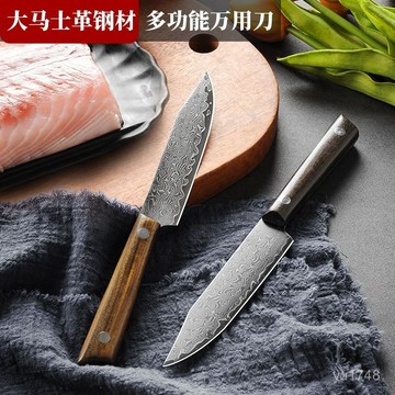 日本進口【紋理獨特】鍛打大馬士革夾鋼家用鋒利切肉刀水果刀小刀瓜果削皮刀多功能刀具日式廚刀 JZN9