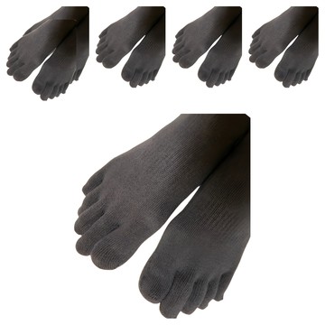 足健美襪品 台製精梳棉不起毛球五趾襪 6雙 男女適用  22~26  灰色