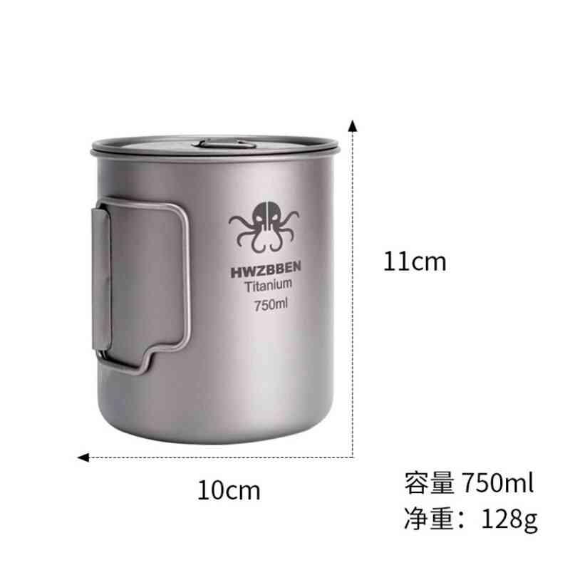 750ml チタン製調理器具 野外調理器具 キャンプ 食器 旅行 キッチン 品 ピクニック 軽量ウォーターカップ