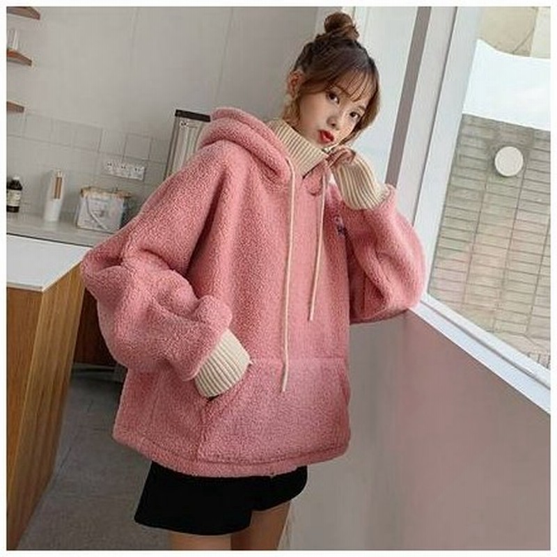 レイヤード風 フード付きパーカー もこもこ フラッフィー 大人可愛い リラックス 秋冬 通販 Lineポイント最大0 5 Get Lineショッピング