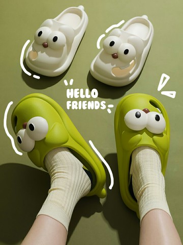 大眼狗拖鞋女夏外穿包頭可愛卡通涼拖鞋居家室內防滑洞洞鞋女士夏