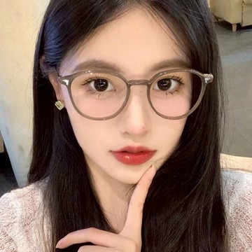 防藍光平光眼鏡女款高清護眼經典復古可愛橢圓框架74208