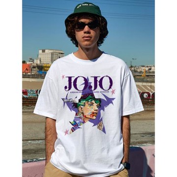 日系動漫JOJO的奇妙冒險短袖飆馬野郎夏季寬松喬尼喬斯達純棉T恤