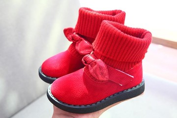 女童中童鞋   女童靴子寶寶襪子靴子韓版蝴蝶結公主靴軟底中筒靴子  年終鉅惠 可開發票