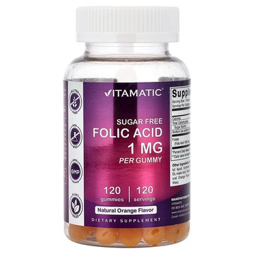 Vitamatic, 葉酸，天然橙味，1 毫克，120 粒軟糖