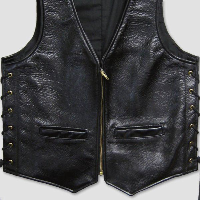 Vanson レザーベスト“Zippered Vest with lace-up sides ” | LINE