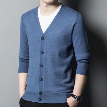 羊毛針織衫男開衫外套2024年新款中老年商務休閑春秋男士外穿毛衣