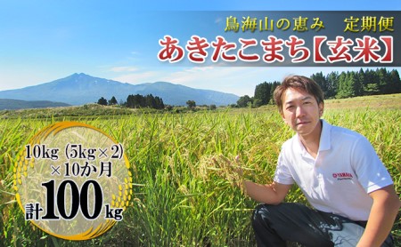 10kg×10ヶ月 鳥海山の恵み 農家直送！ あきたこまち（玄米・5kg×2袋）