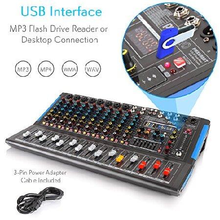 Pyle 12-Channel Bluetooth Studio Audio Mixer DJ Sound Controller Interface w  USB Drive for PC Recording Input, RCA, XLR Microphone Jack, 48V Power,