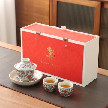 復古青花三才蓋碗茶杯單個喝茶茶碗泡茶高檔功夫茶具敬茶碗伴手禮