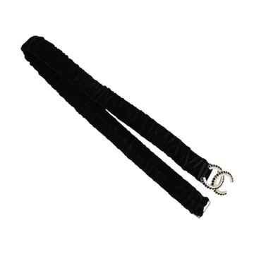 CHANEL 香奈兒 黑色 絨毛布 CC Belt 腰帶 【二手名牌BRAND OFF】