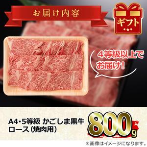 ふるさと納税 鹿児島県産A4等級以上！黒毛和牛ロース焼肉用(800g) 鹿児島県東串良町