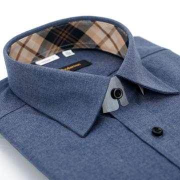 【金安德森】經典格紋繞領深灰保暖窄版襯衫-長袖