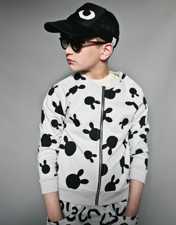 2016 春夏 Beau Loves 灰色滿版Rabbit Dots拉鍊外套( Zip Jacket Oyster Grey with Rabbit Dots)