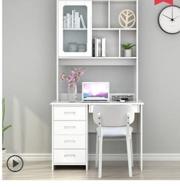 實木書桌書架組合書櫃壹體簡約家用學生電腦臺式桌臥室桌子寫字臺歐歐流行館