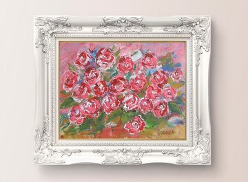 抽象粉紅玫瑰壓克力畫大尺寸帆布家居牆壁裝飾