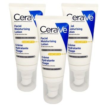 CeraVe 適樂膚 台灣公司貨 全效清爽修護防曬乳 SPF50  52ml  3條