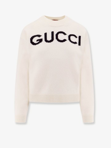 Wool sweater with gucci embroidery on the front - GUCCI - gender_Woman