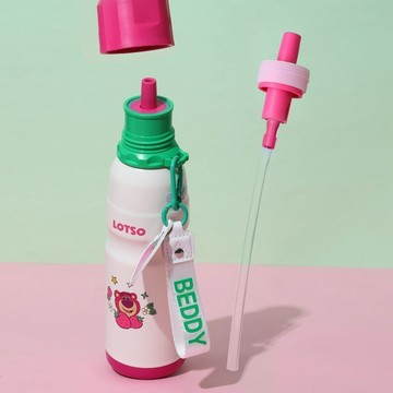 🔥優選🔥杯具熊運動水壺艾莎公主保溫壺可用款可伸縮吸嘴硅膠吸管配