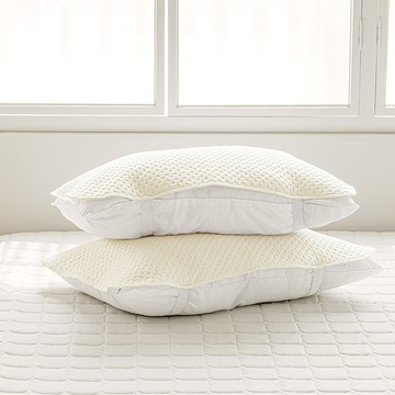 THE JARI 奶油風空氣水洗鬆緊帶絎縫枕套  40 x 60 cm  2個  鮮奶油色