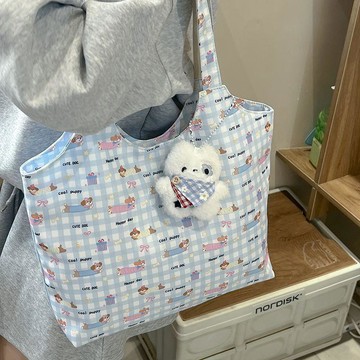 🌸臺灣出貨🎉新款包包女帆布包小貓2025印花可愛小狗ins單肩包托特大容量通勤