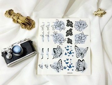 Sensiary - 繪製花卉蝴蝶貼紙 3入組