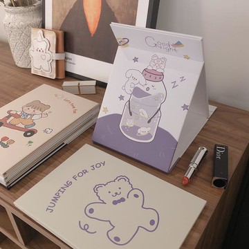 化妝鏡 ins風少女心小鏡子大號臺式化妝鏡折疊可愛便攜宿舍桌面可立學生