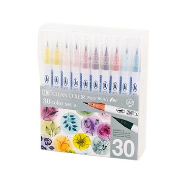 【Kuretake 日本吳竹】ZIG 彩繪毛筆 30色套組(RB-6000AT-30VA )