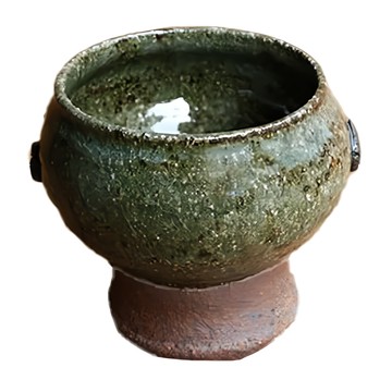 青磁耳付高台杯 - 日本製 陶瓷器 口徑x高(約) 7cmx8.5cm 容量(約) 220c.c  青色  1個