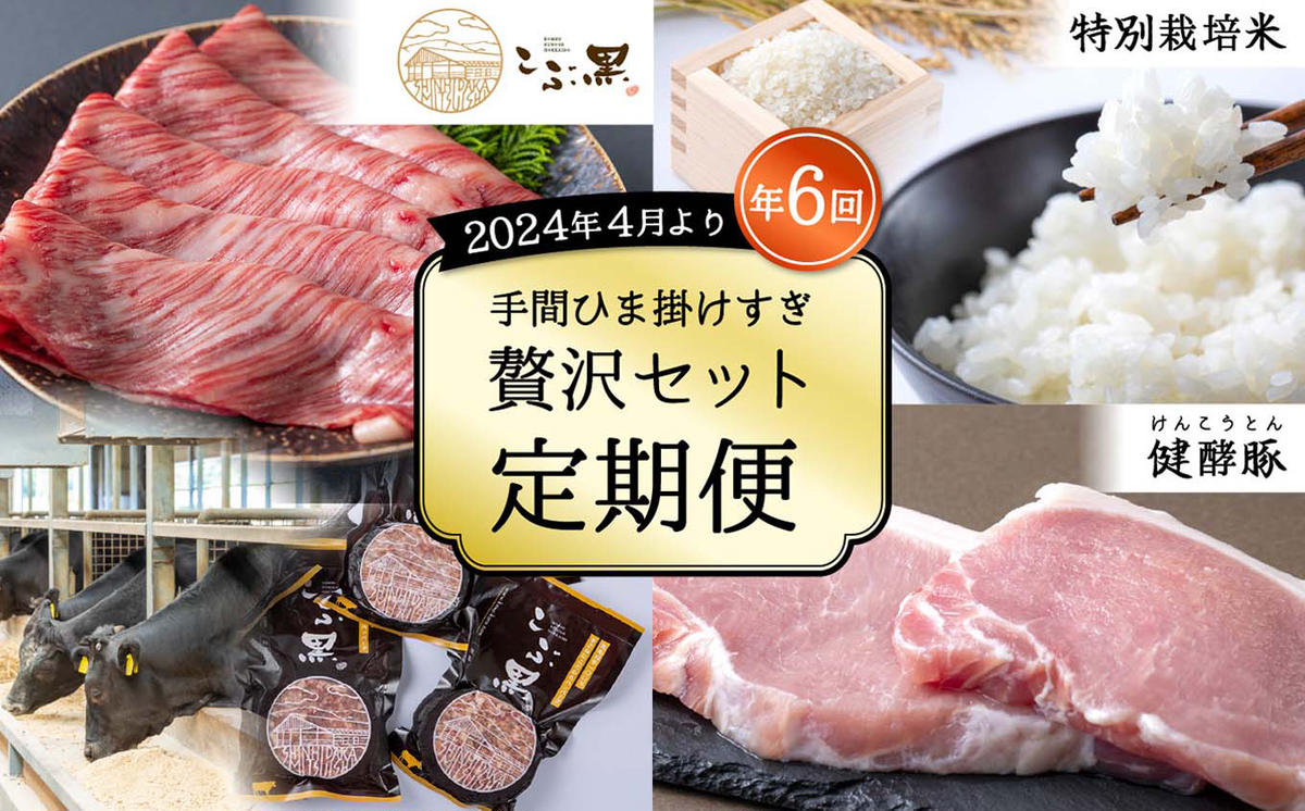 ＜2024年4月より6回定期便＞北海道産 黒毛和牛 こぶ黒 特別栽培米 きたくりん 豚肉 健酵豚 贅沢 セット