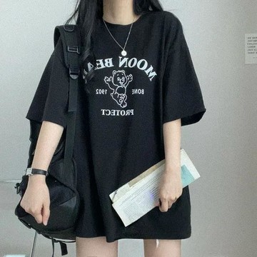 已售9642件💖Vuja de 純棉 t恤 短袖上衣女 小熊印花 T恤 韓國上衣 oversize T恤 潮流衣服 寬