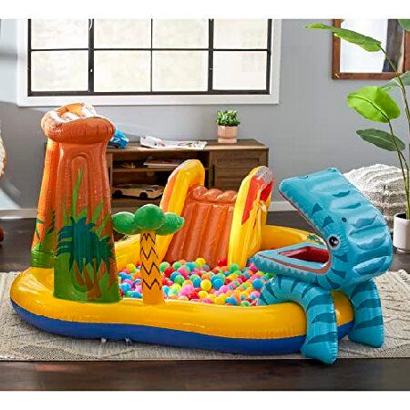 Intex Dinoland Play Center Kiddie Inflatable Pool and Dinosaur Water Splash Swimming Pool with Water Sprayers, Waterfalls, Slides, and Games