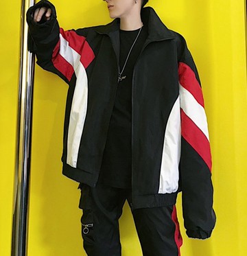 FINDSENSE H1秋季 新款 日本 個性 拼色印花 潮牌  時尚 寬鬆 休閒 長袖 情侶夾克外套 潮男女上衣外套