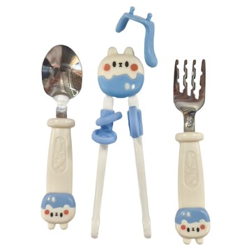 可愛卡通學習筷 萌趣造型 方便抓握 清洗容易 攜帶方便  親親藍  1組