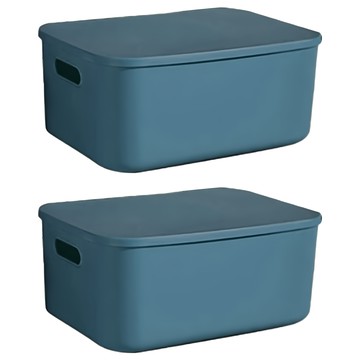 BangJiaShi 幫家適 帶蓋收納盒 高款 16L  靜謐藍  2個