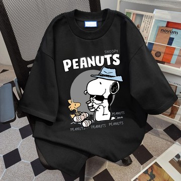 短袖上衣 Snoopy 純棉 t恤女 oversize 設計感上衣 史努比 印花 t恤 顯瘦上衣 潮牌 T恤 夏季上衣