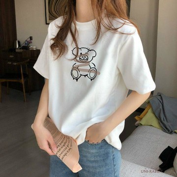 夏季短袖女純棉t恤女正肩短袖圓領短袖寬鬆大碼上衣體恤遮肉上衣短袖女圓領短袖印花上衣大碼短袖