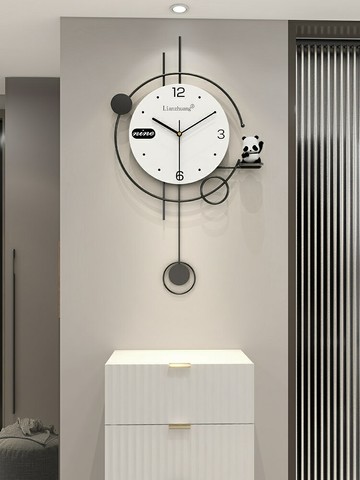 熊貓鐘表掛鐘客廳2024新款輕奢高檔現代簡約時尚大氣掛墻靜音時鐘/掛鐘/時鐘/鐘錶/時間鐘/客廳掛鐘
