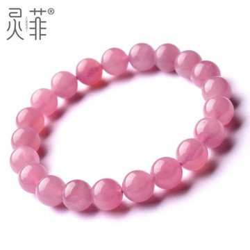 紫馬粉水晶手鏈女男7-11mm馬達加斯加紫色粉晶水晶手串招桃花飾品