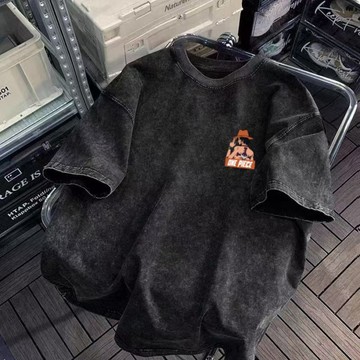 隔日出貨 美式复古大t 潮流印花 短袖t恤男 水洗t 短袖男  t恤 纯棉短t恤 潮t 美式短t 黑色上衣 0189
