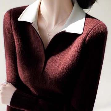 衣時尚 針織衫 毛衣 針織上衣 保暖衫 新款polo領針織上衣氛圍感氣質修身內搭打底衫S01-9379.