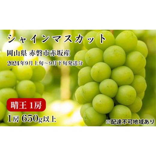 ふるさと納税 岡山県 赤磐市 ぶどう 2024年 先行予約 シャイン マスカット 晴王 1房 650g以上 2024年9月上旬〜9月下旬発送分 ブドウ 葡萄 岡山県 赤磐市産 国…