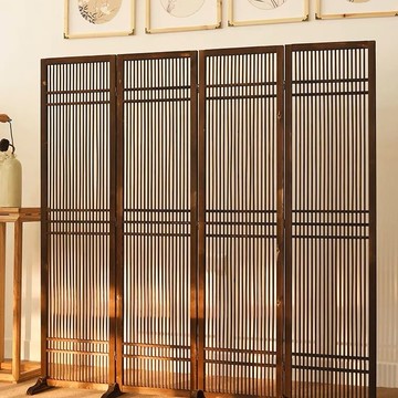 新中式實木竹屏風隔斷折疊移動客廳臥室遮擋茶樓道具復古做舊折屏 屏風/屏風 洞洞板/屏風 隔間/屏風 日式/屏風 新中式/屏風隔斷/玄關柜子/屏風 櫃/隔板/玄關櫃/辦公室隔間屏風