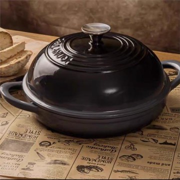 出口鑄鐵搪瓷琺瑯面包鍋烤歐包淺鍋燉鍋燜燒鍋烘焙烤箱燃氣通用