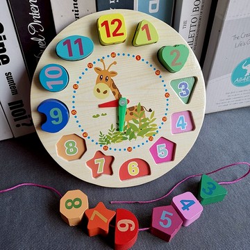 蒙氏早教認識鐘表玩具時鐘時間認知幼兒園中班益智區材料